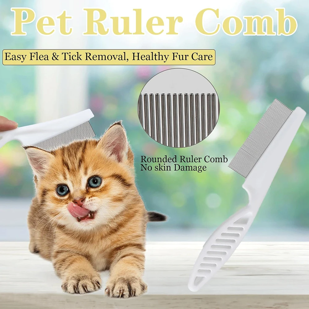 Comb Fine Tooth - 2-Pack Pet Flea Comb, Cat/Dog Grooming