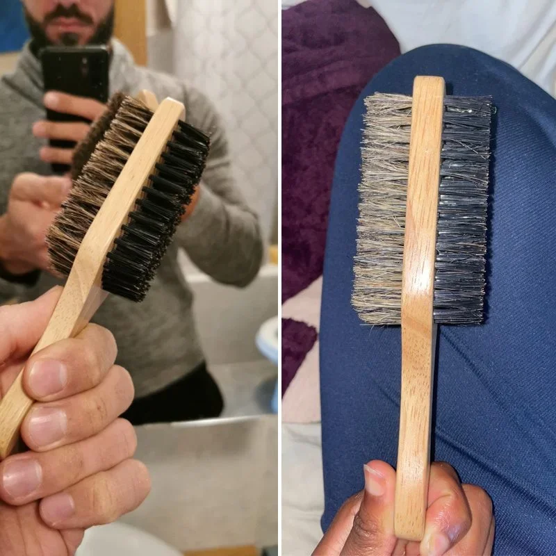 Beard Brush with Natural Woode - Men'S Grooming Products 评论和价格