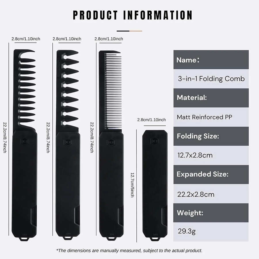 3 In 1 Travel Hair Brush, Fold - Comb Fine Tooth 评论和价格